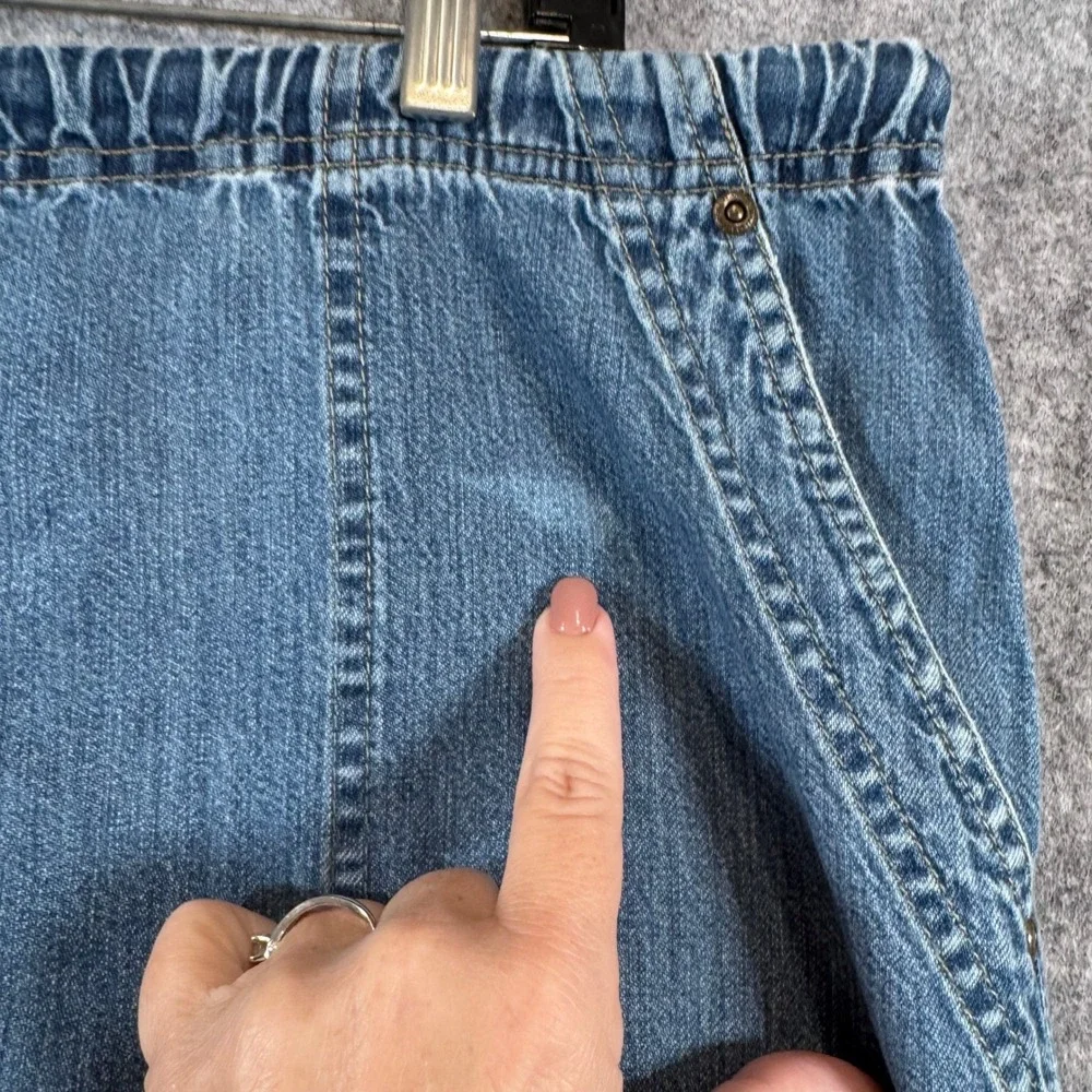 Vintage Denim Maxi Skirt Womens 10 Pull On Utility Jean Long Cottagecore Modest